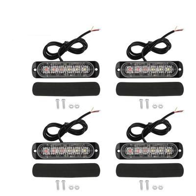 [4 Pieces] Car Strobe Warning Light, Universal 12-24V Car Flashing Light, 6 LED Strobe