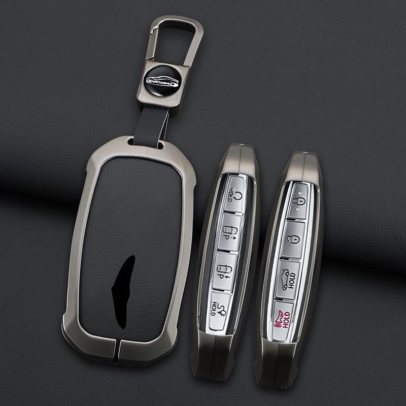 Interior Mouldings Car Key Cover Remote Case For Hyundai Genesis G80 2023 2024 2025 G70 G90 G90RS4 GV60 GV80 Zinc Alloy Keychain