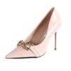 Niche design sense pointed high heels women's 2025 autumn temperament socialite sexy light mouth metal buckle stiletto shoes