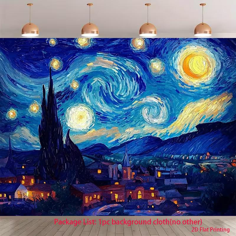 

2D Artistic The Starry Night Tapestry for Content Creation & Home Decor 47.2x31.5inch/120*80cm
