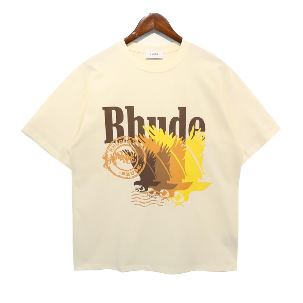 24SS New American Vintage High Street RHUDE Simple Letter Print Couple Street Loose Casual Versatile Pure Style