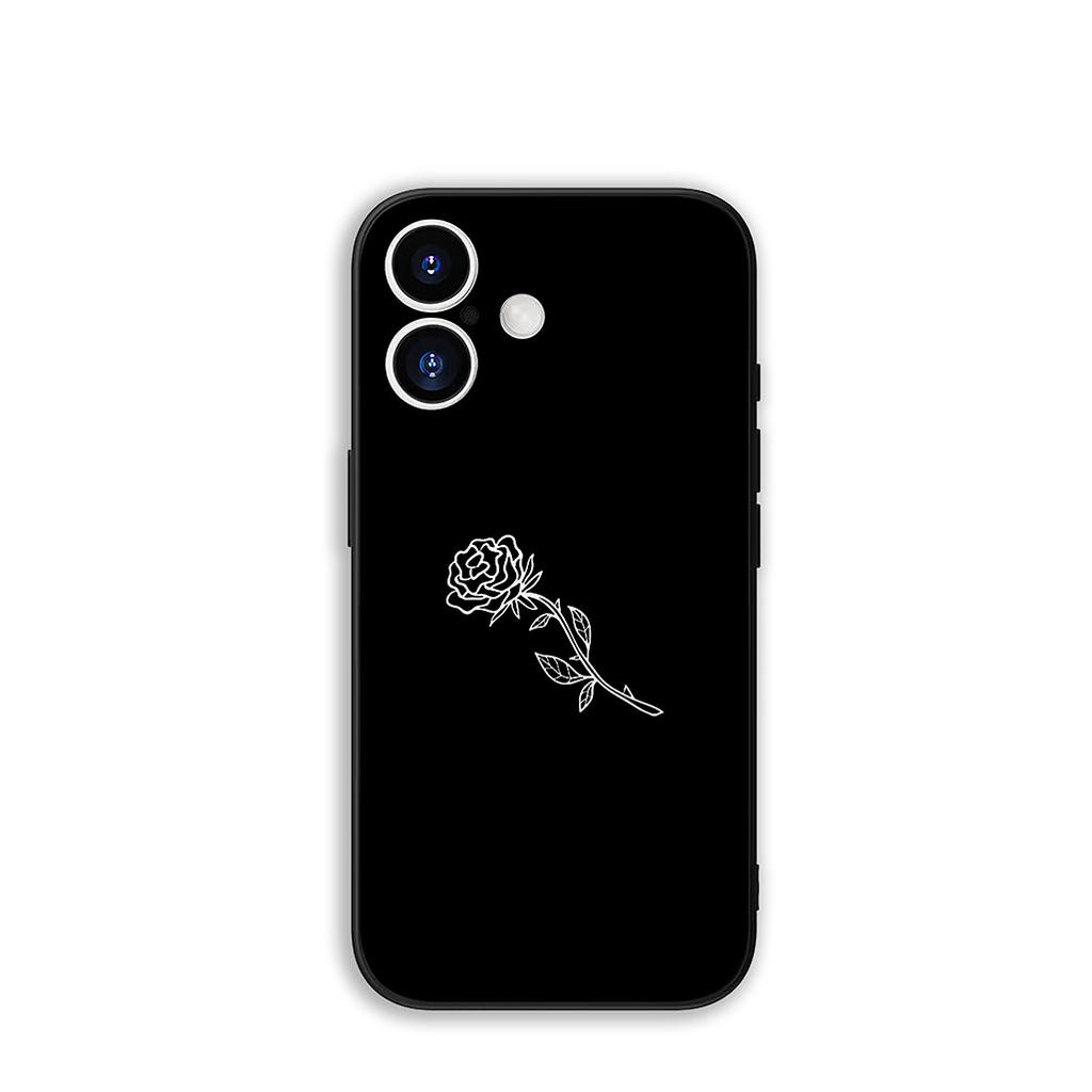 For Apple iPhone 16 15 14 Plus 13 12 Mini 17 Pro Max + ProMax 16E Air 15+ Phone Cover Case Black White Rose Flower Casing