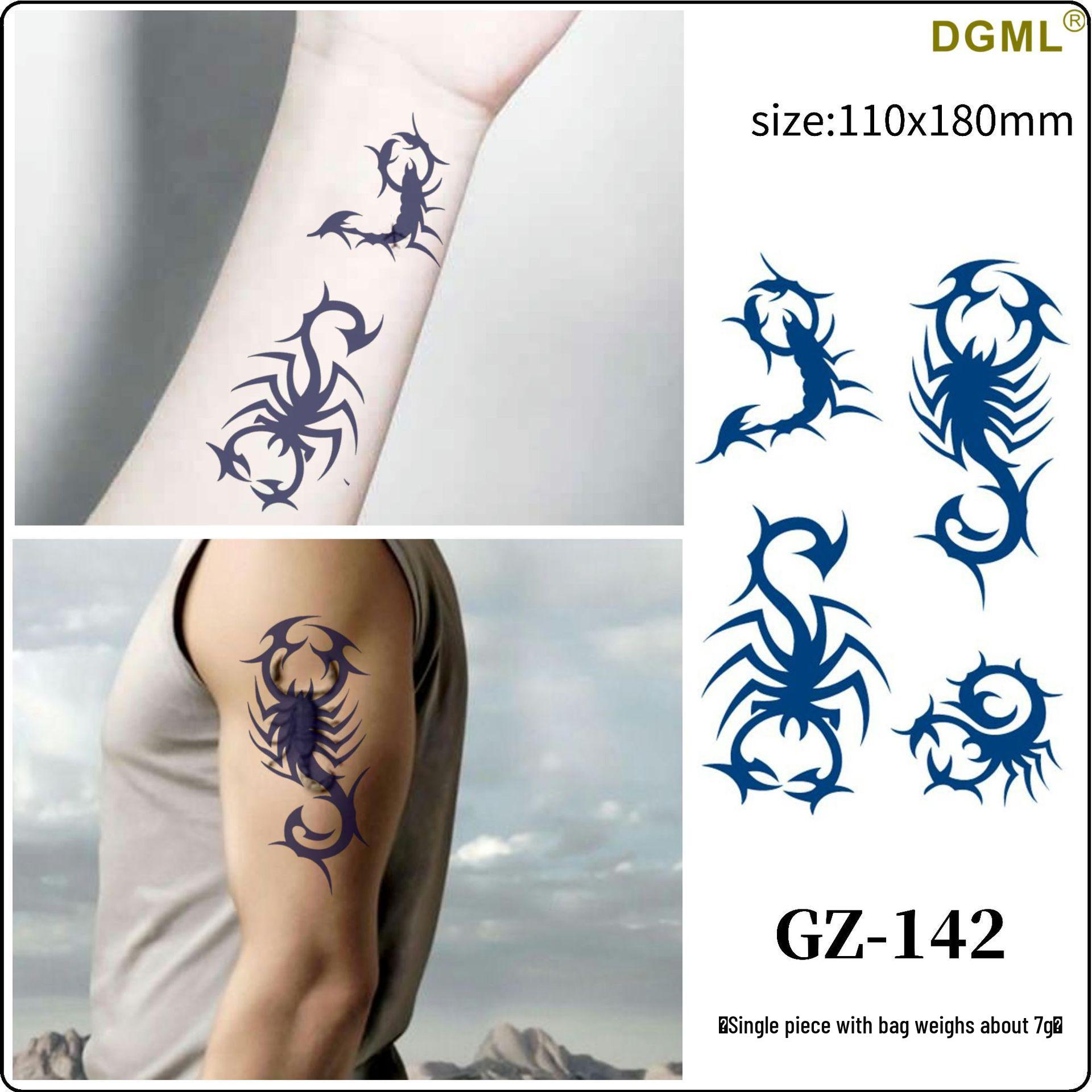 Waterproof Non-Reflective Herbal Tattoo Sticker - Semi-Permanent, Sweatproof, Long-Lasting 110x180 mm