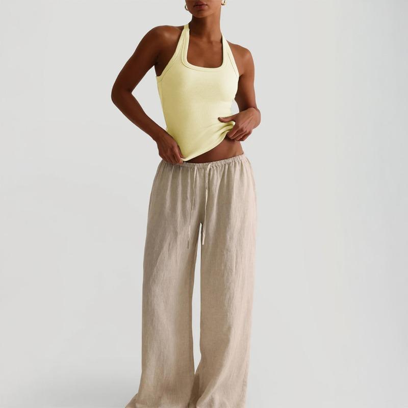 Hot Girl Yoga Halter Camisole  Ribbed Halter Neck Crop Tank Top