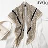 Light luxury temperament silk scarf women's new large square scarf twill silk 91cm travel shawl geometric color matching simple scarf new