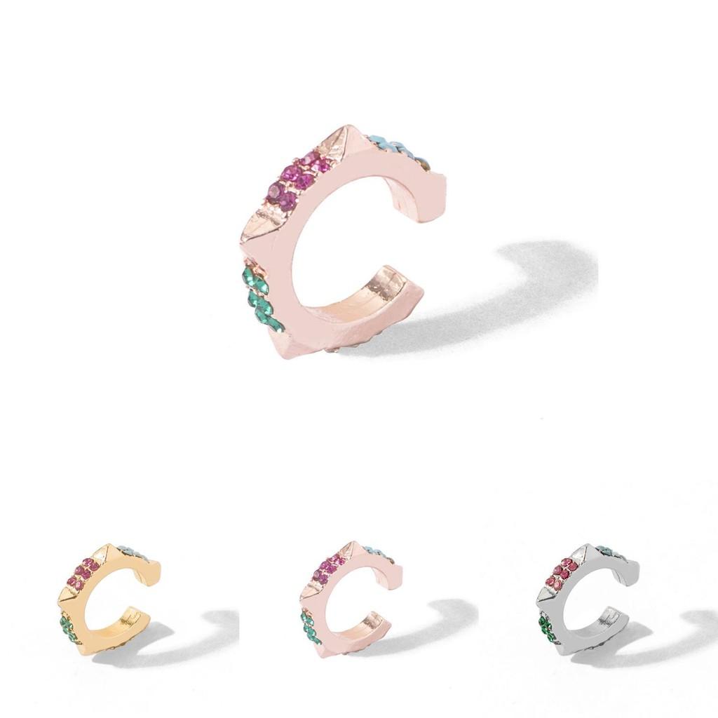 Stylish European Alloy Ear Clips With Sparkling Rhinestones For Fashion Lovers