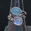 Aquamarine & Moonstone Gemstone Ring, Handmade Designer Ring, 925 Sterling Silver, Christmas Gift, Silver Charm Jewelry