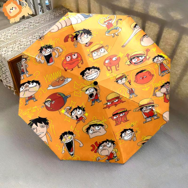 1 PC Automatic Folding Umbrella - Monkey D Luffy Pattern Portable Foldable Design With 8 Ribs Christmas Birthday Gifts