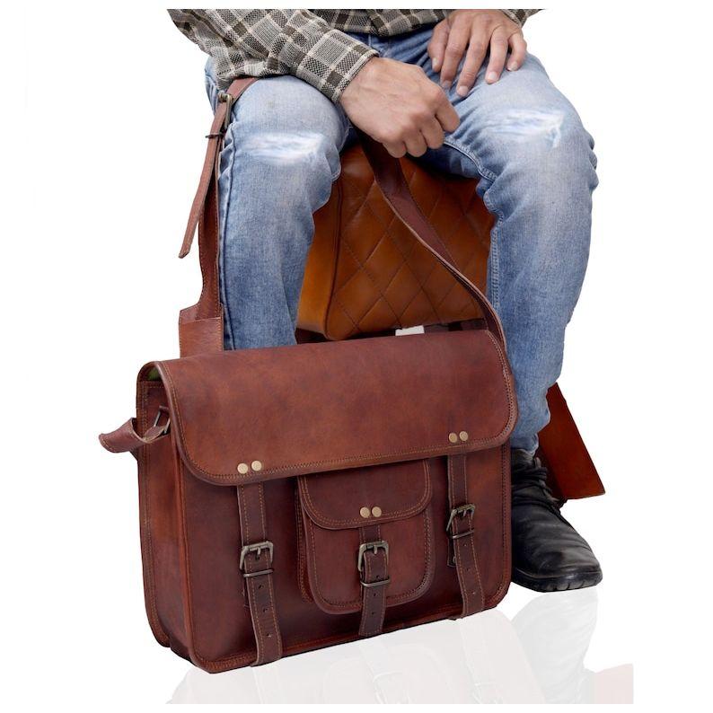 Leather Messenger Bag Satchel Shoulder Bag for Men and Women Office Laptop Bag Personalized Gift for Him Travel Bag Crossbody Bag