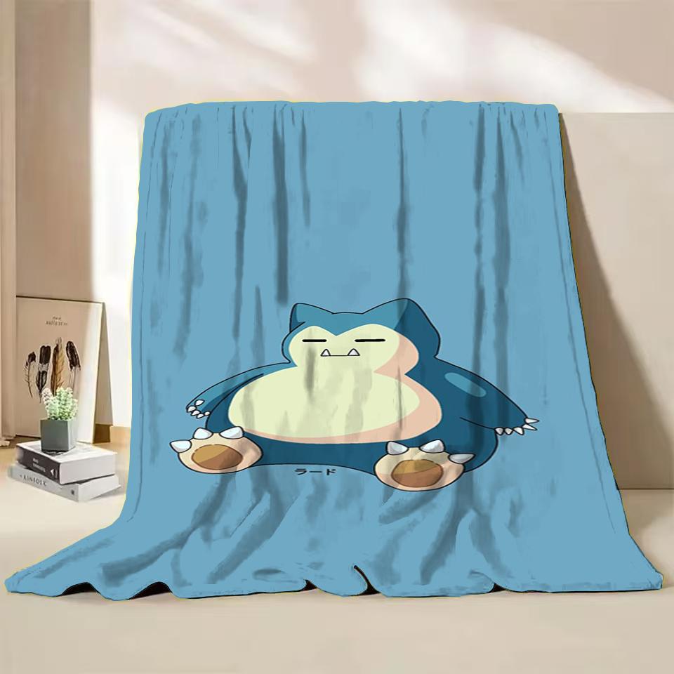 Pokemon Snorlax Flanelová Nadýchaná Fleece Deka pro Domov Ložnici Postel Pohovku Kancelář Dětská Přikrývka Dospělá Měkká Deka Dětský Roztomilý Dárek