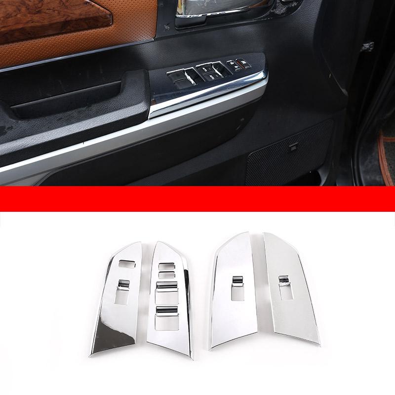 ABS Silver For Toyota Tundra 2014- Interior Modified Car Center Control Decorative Strip Sticker Car Accessories
