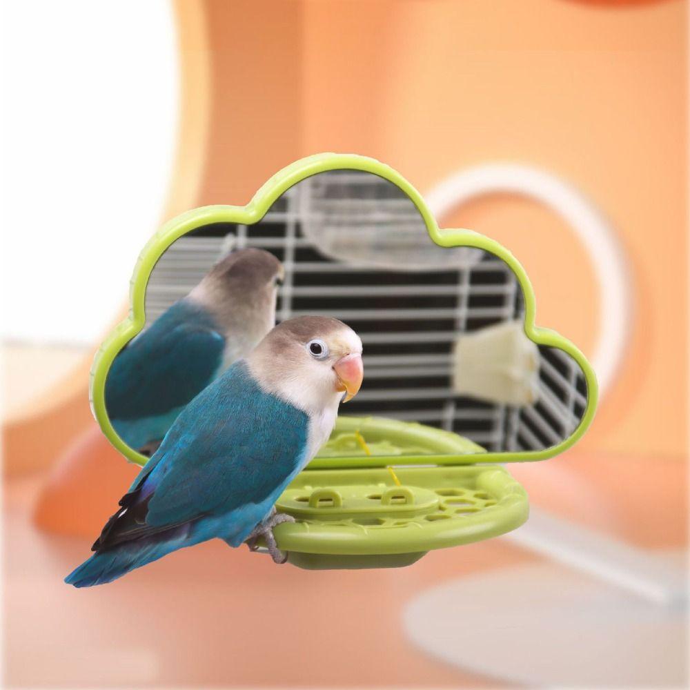 Clouds Shape Bird Perch Stand Save Space Parrots Feeders Bird Mirror Toy  Rest Platform
