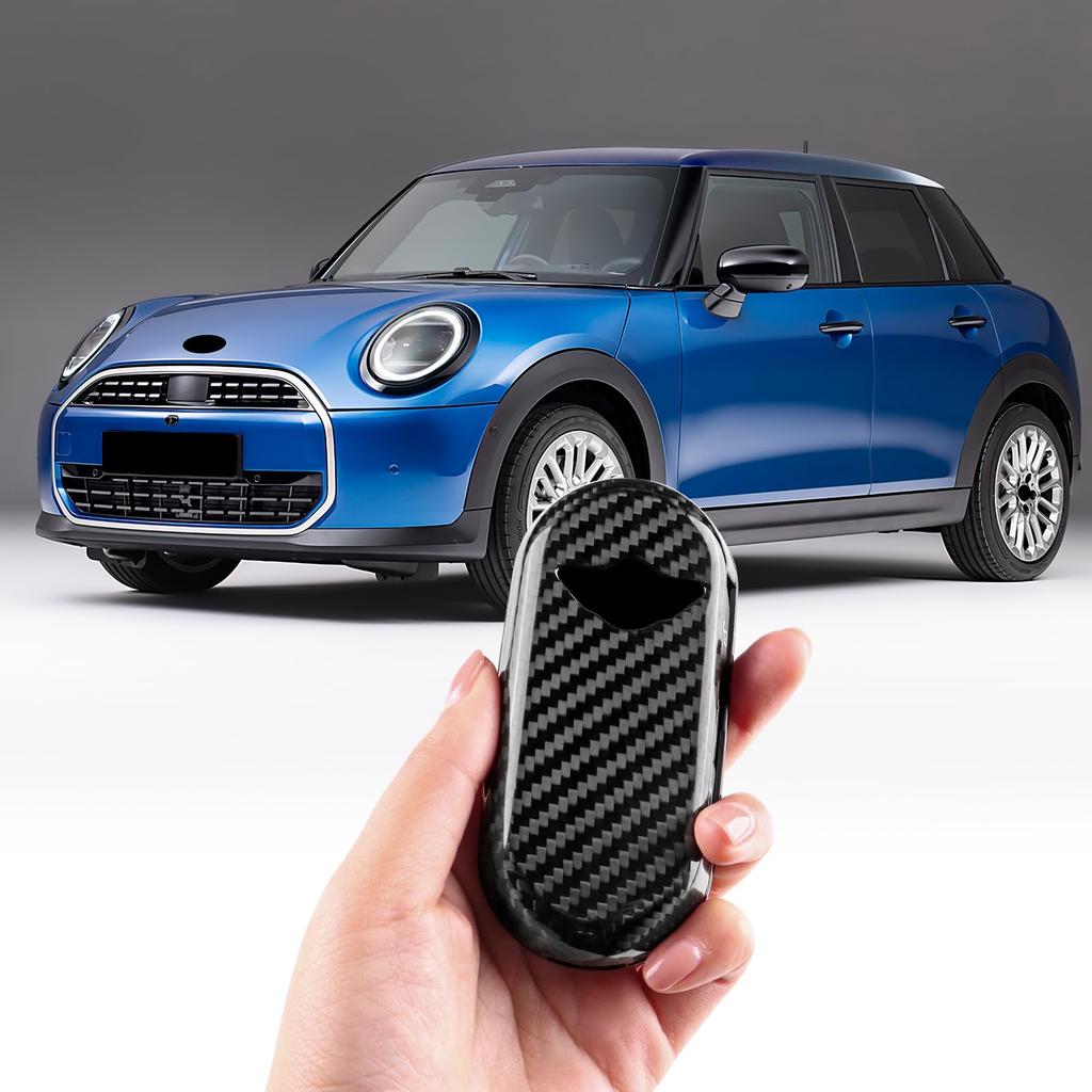 AIRSPEED Carbon Fiber Interior Key Cover for Mini Cooper Countryman Aceman Custom Car Key Stylish Stain and Scratch Easy Hard Carbon Black Tape (F65,