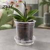 Breathable Plant Pots for Rootlets Clear Plastic Orchid Pot with Saucer, Repotting Supplies Drainage Holes, Ventilated Flower Rose, Phalaenopsis,