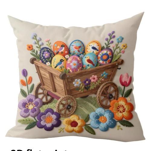 Easter Bunny Egg Pillow Covers Double Sided 2D Print Vibrant Pillow Covers Bedroom Living Room Sofa Festive Vibe Accessory Gift