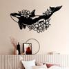 Whale Mural Marine Life Metal Silhouette Home Decor Outdoor Wall Art Craft Halloween Christmas New Year Gift