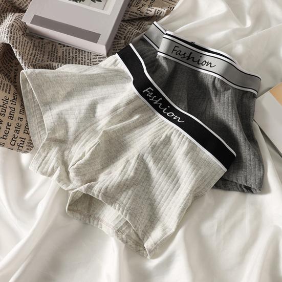 Men Boxer Underwear Elastic Mid-Waist Design Patchwork Color U-Convex Shorts Briefs Smooth Texture Panties