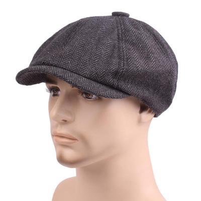 King Star Mens Classic 8 Panel Wool Blend Cabbie Hats Newsboy Herringbone Cap