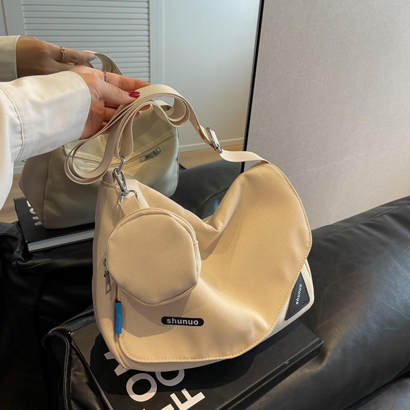 Large Capacity Women's Canvas Bag - Korean Style Student Casual Solid Color