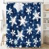 GAEWinter Shower Curtain Snowflake Decorations Bath Mat Set In Navy Blue for Bathroom Decoration Supplies 168x205cm