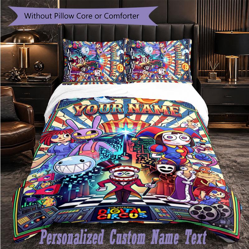 Personalized 3Pcs Bedding SetThe Amazing Digital Circus Custom Text Duvet Cover Pillowcase Set Bedroom Gift