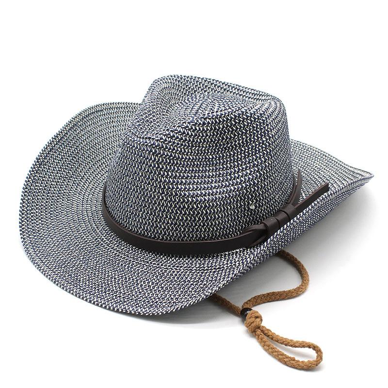 Retro Big Eaves Soft Straw Weaving Spring, Summer And Autumn Unisex Western Denim Straw Hat Shading Sun Protection Breathable