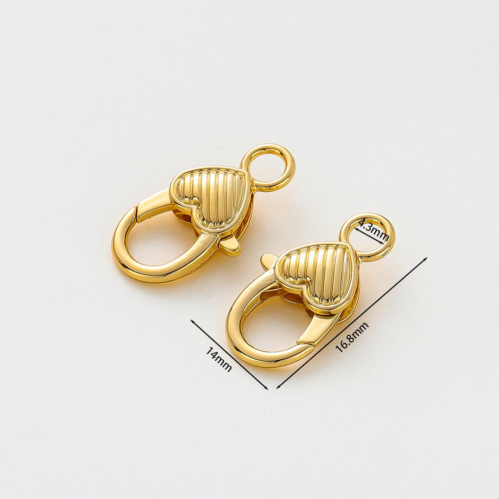 5pcs/lot 14K 18K Gold Color Plated Love Heart Lobster Clasps Necklace Chain End Connectors For DIY Jewelry Making Findings