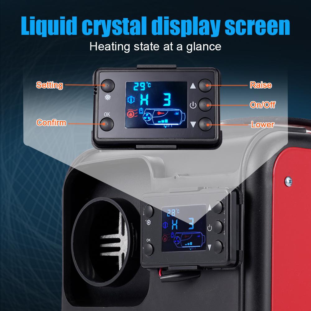 12V&24V Diesel Air Heater All-In-One Car Heater With LCD Switch Silencer Remote or Car Truck Boat RV Parking Diesel Heater 5-8kw