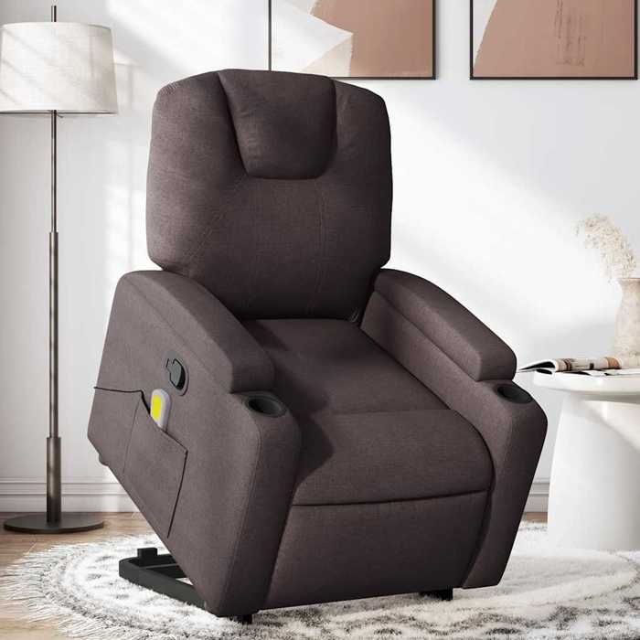 VidaXL Fauteuil inclinable de massage Marron foncé Tissu 3204385