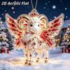 2D Acryl Sternzeichen Steinbock Weihnachtsbaum Anhänger Glücksbringendes Rot-Gold Design Für Rückspiegel Neujahr Hausdekoration