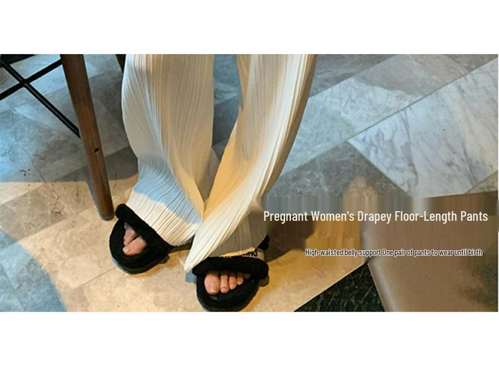 New Summer Pleated High Waist Floor-Length Wide-Leg Pants