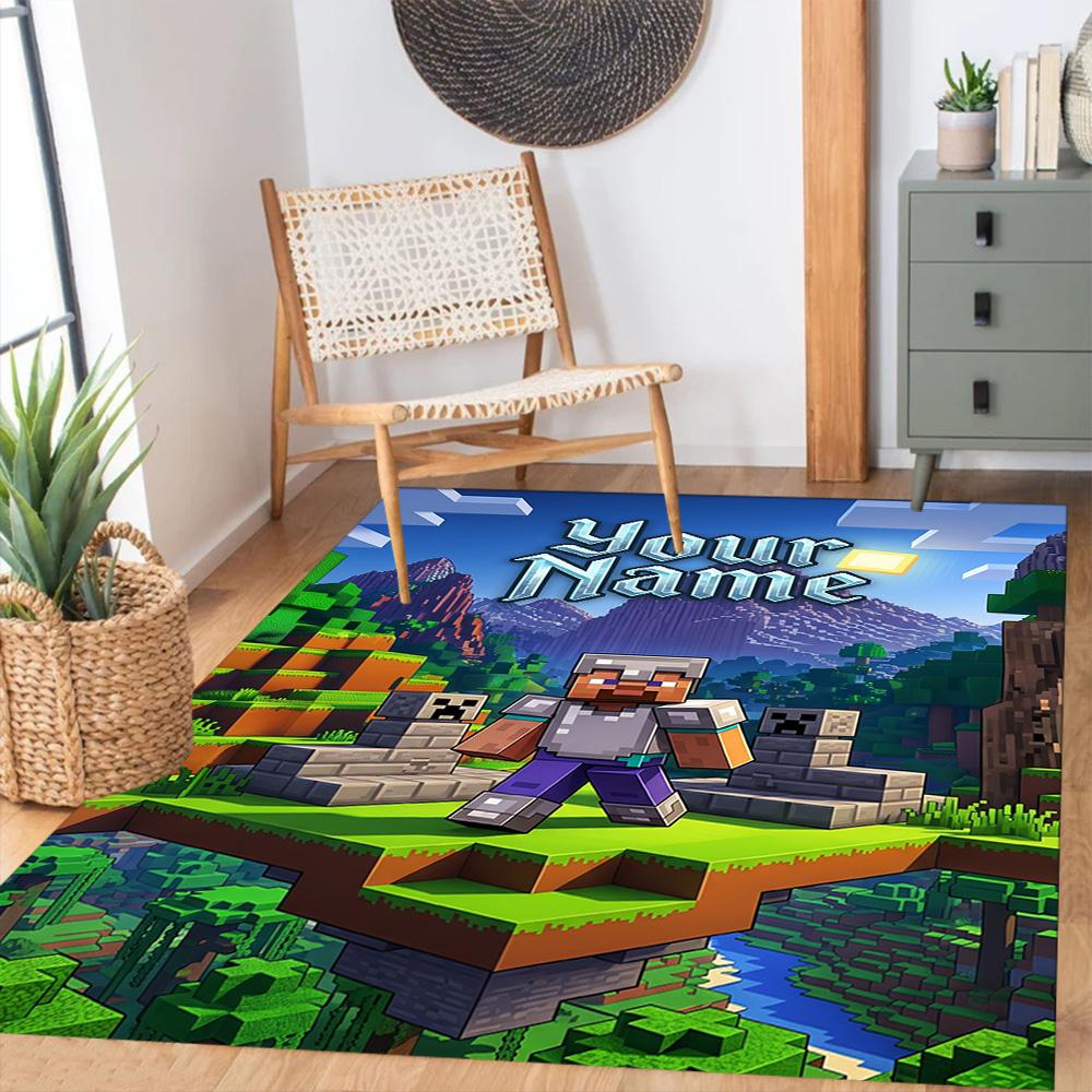Minecraft Customizable Name Area Rug Perfect For Living Rooms Dormitory Dining Room Balcony Antislip Rug Office Home Decor Wedding Party Gift