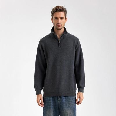 Men's Half-Zip Loose Knit Sweater – Autumn/Winter American Casual Style