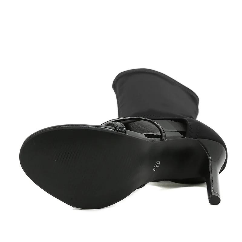 Sexy Spring Autumn Stretch Boots High Heels Women Sandals Fashion Peep Toe Ankle Strap Hollow Pumps Pole Dancing Shoes