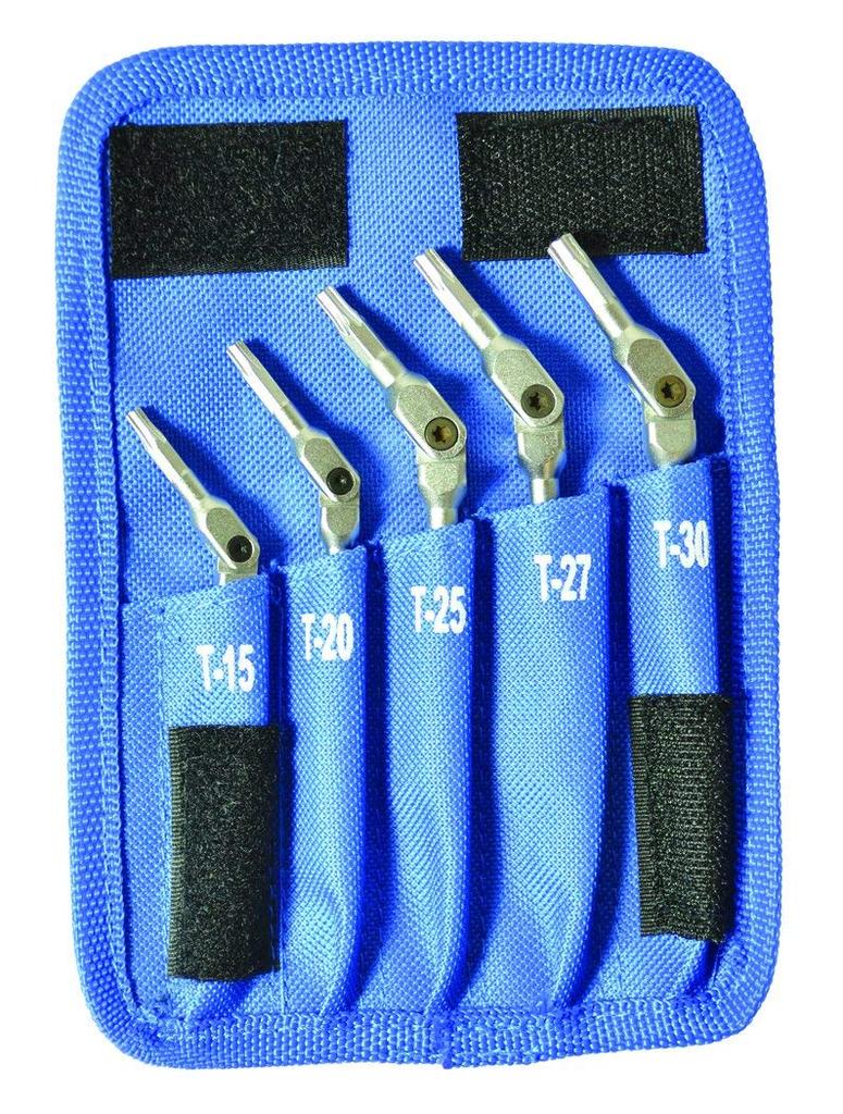 BONDHUS Wrench Pivot Head Matte Chrome Torx® Torx® Set, 5-Piece Set, (T15, T20, T25, T27, T30) SP5-IC-19 No.00019
