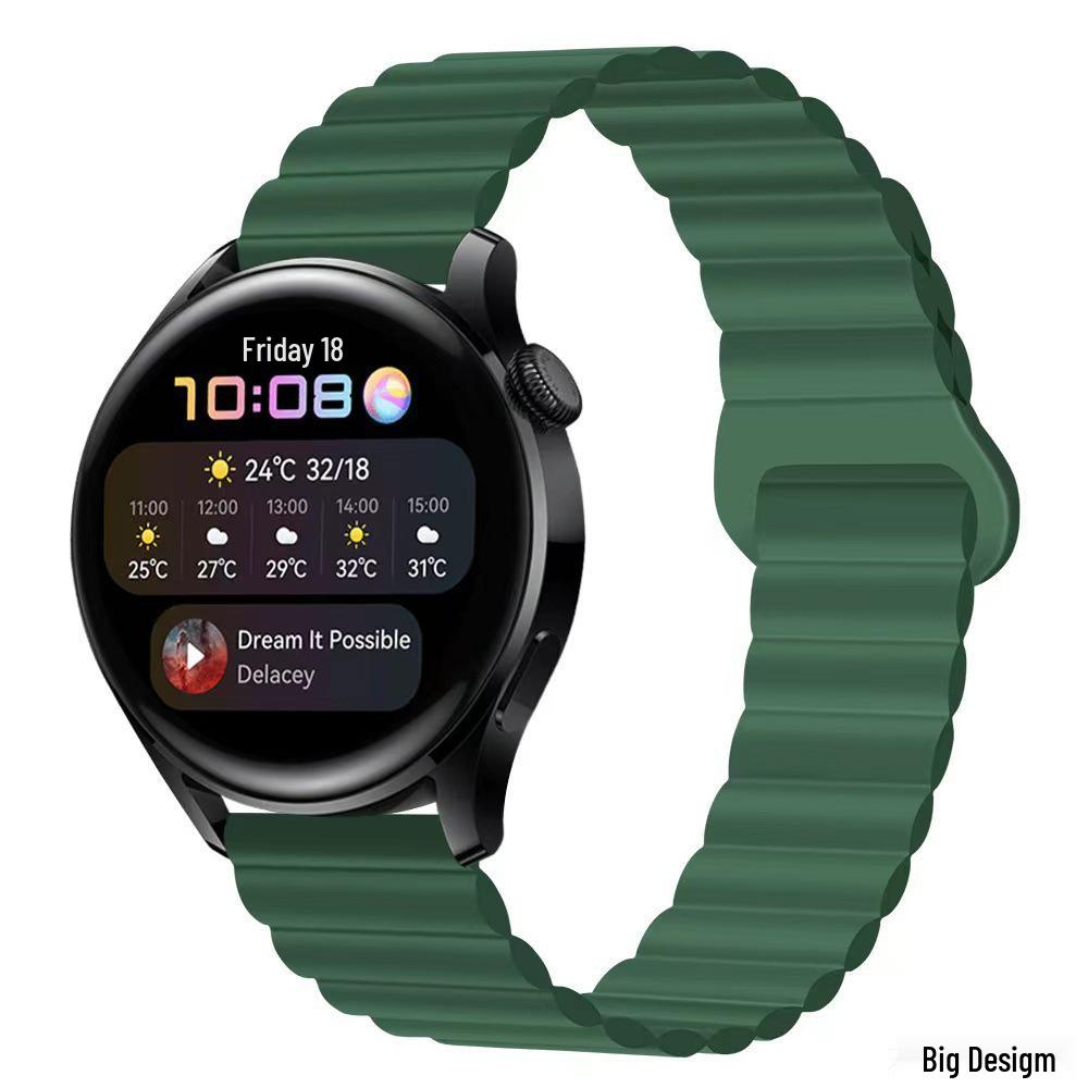 Two-Color Silicone Magnetic Loop 22mm Watch Band for Huawei GT4/GT5 & Samsung Watch4 Pro