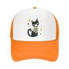 Playful Midnight Cat Star Illustrati Mesh Baseball Cap Casual Hat Outdoor  For Womens Unisex FeUnisex