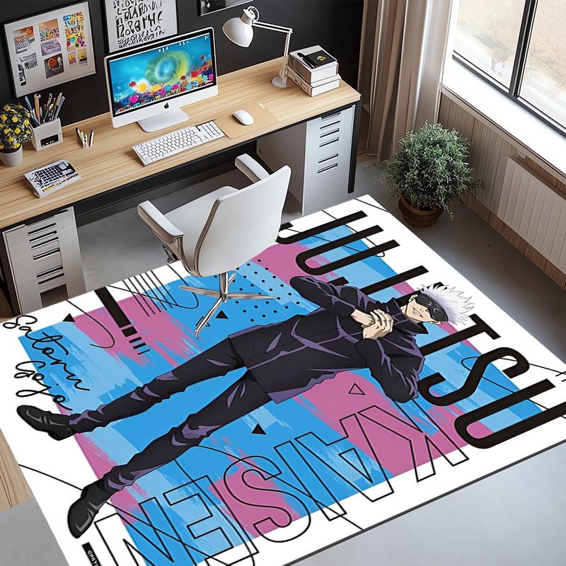 Jujutsu Kaisen Pattern Rug, Indoor/Outdoor Mat, for Picnic, Gameroom, Bedroom, Office, Living Room, Home Decor Carpet, Birthday Gift