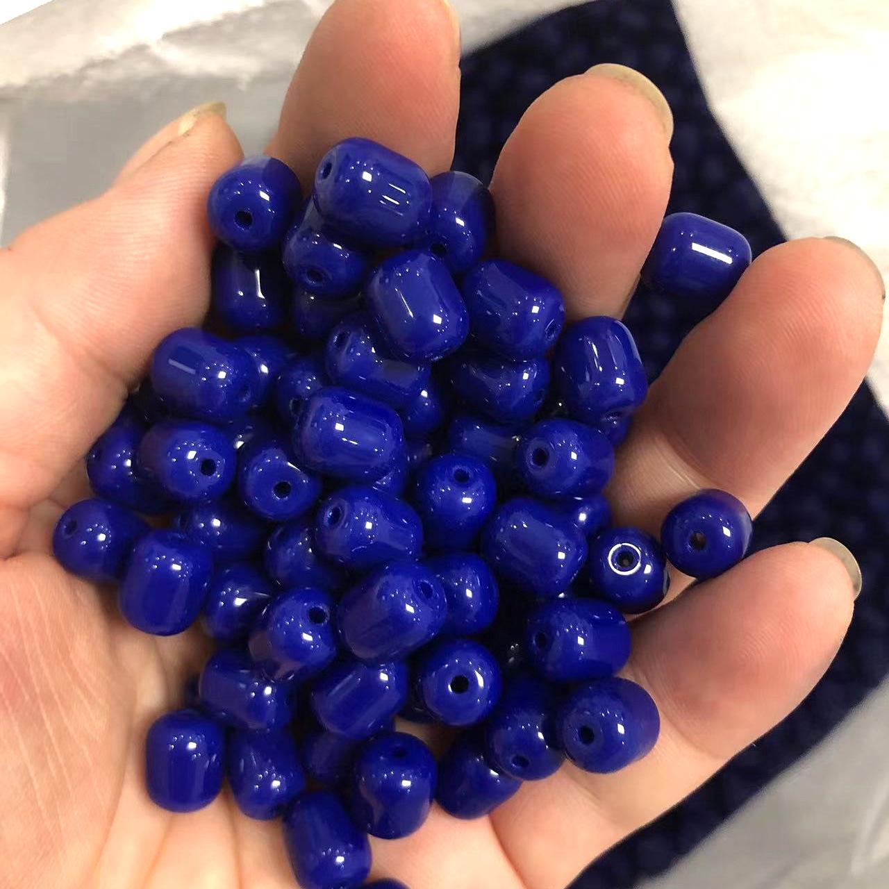 

10x8 мм цилиндрические стеклянные фарфоровые бусины-бочонки с имитацией нефрита, разноцветные бусины в форме ююбы для самодельных украшений Approx. 38 pieces