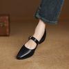 Krazing Pot Sheepskin Autumn Winter Shoes Buckle Straps Low Heels Mary Janes Size 40 Round Toe Brown Color Pumps