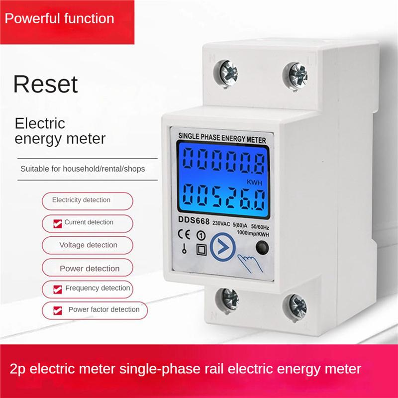 A58Z 3X Din Rail Digital Single Phase Reset Zero Energy Meter Kwh AC220V Electric Meter LCD Digital Energy Electric Meter