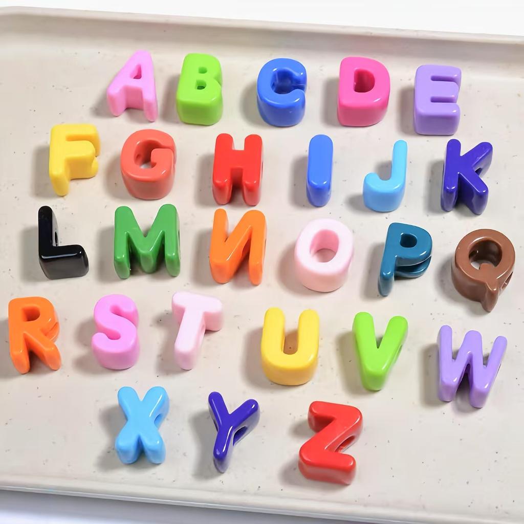 26 Stora 6 mm Hål Bokstavspärlor 20 mm A till Ö för DIY Smyckestillverkning Kit Armband nyckelring och Lärare för att Lära sig Bokstäver