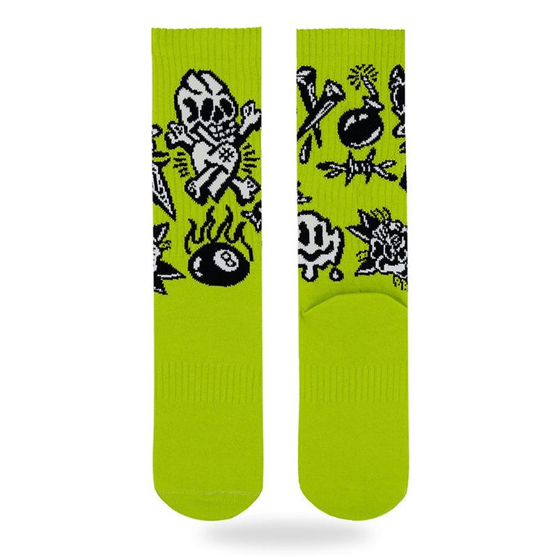 Harajuku Retro Gothic Skull Tiger Rose Heart Skeleton Doll Crew Socks Elastic Unisex Cotton Stocking Novelty Chic Long Socks