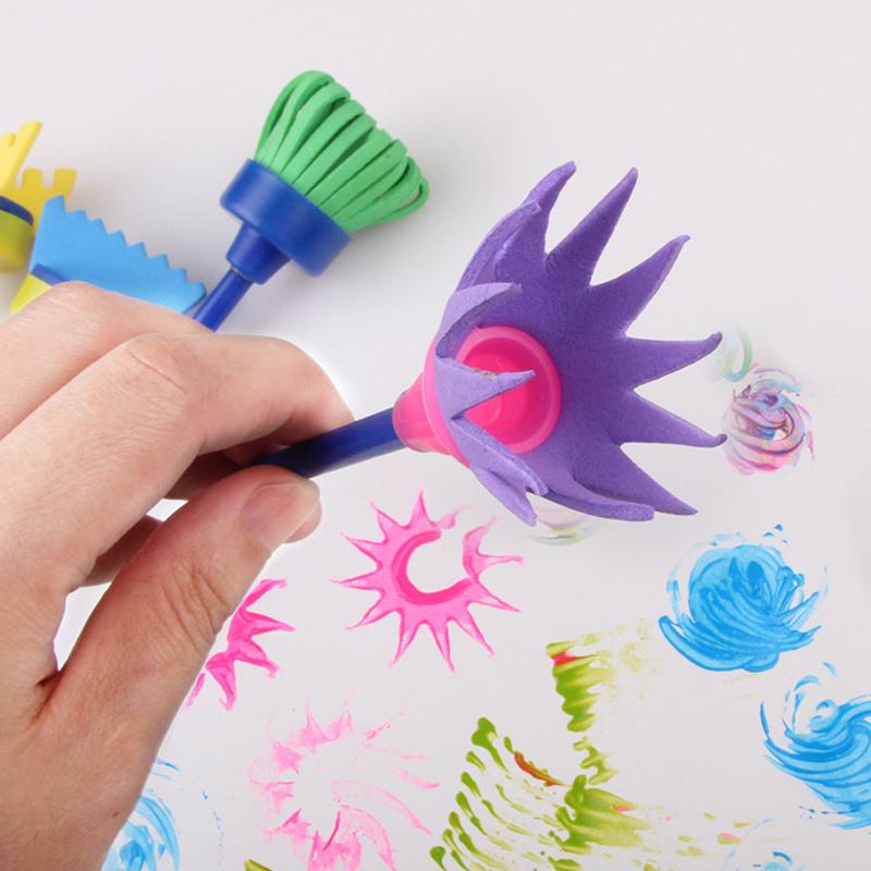 Children Drawing Sponge Brush Toys Art Craft Halloween Drawing Graffiti Tools Teaching Incentive Supplies Roller Seal Stamp TMZ