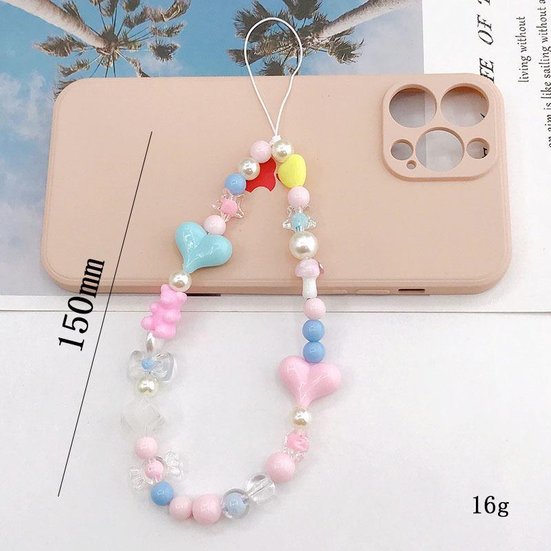 Pearl Bow Beaded Mobile Phone Lanyard Keychain Pendant Accessory