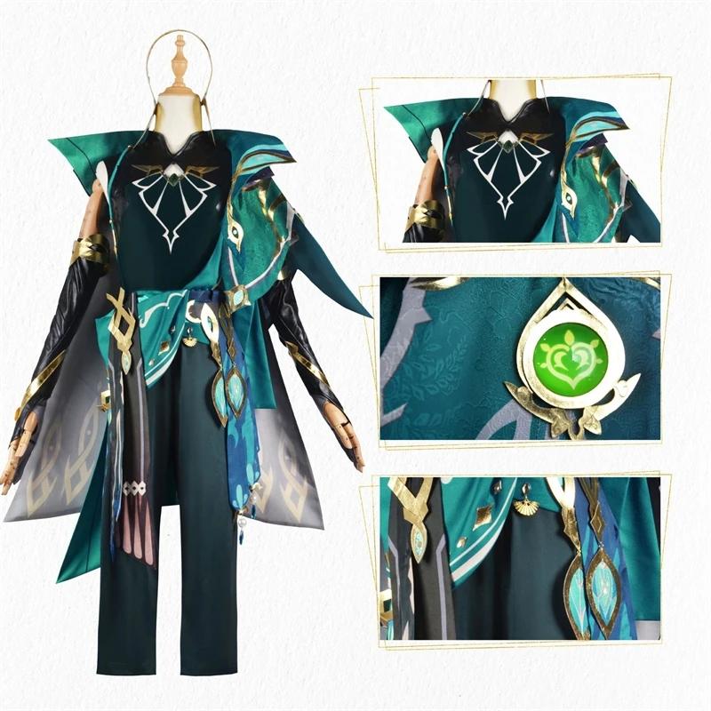Anime Game   Alhaitham Cosplay Full Set Gloves Wig for Men Outfits Halloween Costume Party Comic Con