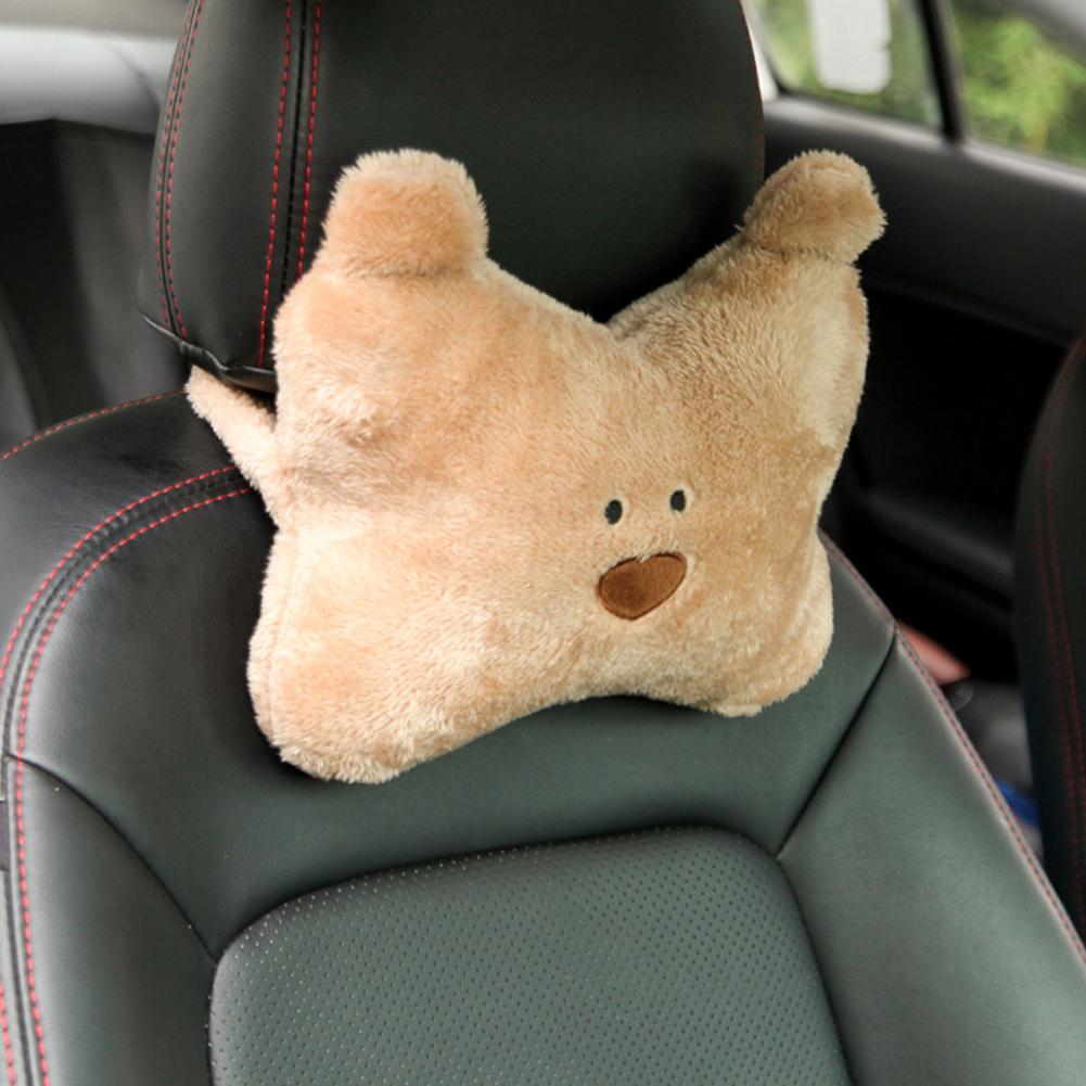 Cute Bear Animal Car Headrest Pillow Lovely Auto Seat Head Support Neck Protector Cushion Plush Automobiles Lumbar Rest Car Kits