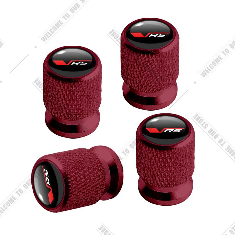 AGC1 Car CNC Aluminum VRS Emblem For Skoda Kodiaq Yeti Fabia Roomster Octavia Sport Line 4pcs Tire Valve Air Port Stem Cover Caps