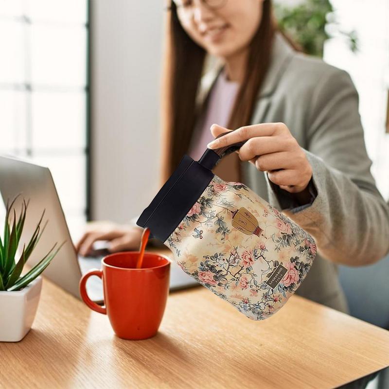 Vintage Floral Tea Thermos Stainless Steel Tea Kettle Drip-Proof Tea Pot With Tea Infuser Mini Thermo Coffee Pot 1000ML