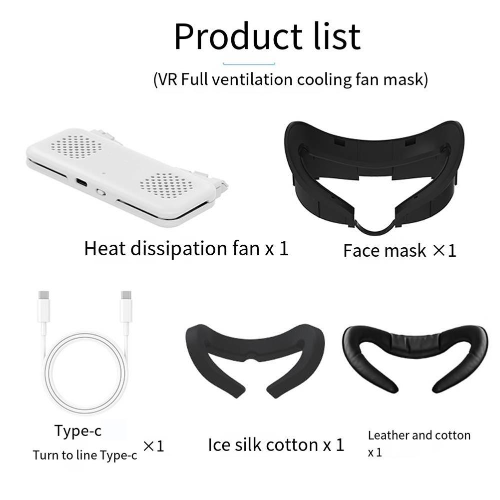 Cooling Fan with Facial Interface For Meta Quest 3 VR Headset Air Circulation Breathable Face Cover Comfortable Interface Pad